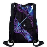 Dark Sagittarius Zodiac Sign Print Drawstring Backpack
