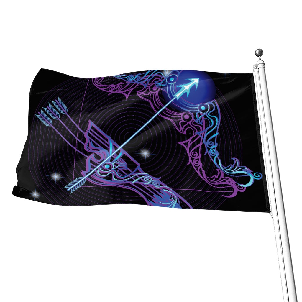 Dark Sagittarius Zodiac Sign Print Flag