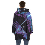 Dark Sagittarius Zodiac Sign Print Hoodie Blanket