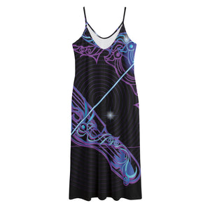 Dark Sagittarius Zodiac Sign Print Jersey Midi Cami Dress