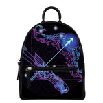 Dark Sagittarius Zodiac Sign Print Leather Backpack
