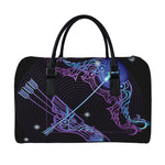 Dark Sagittarius Zodiac Sign Print Leather Duffle Bag