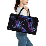 Dark Sagittarius Zodiac Sign Print Leather Duffle Bag