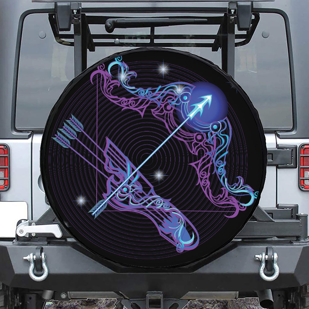 Dark Sagittarius Zodiac Sign Print Leather Spare Tire Cover