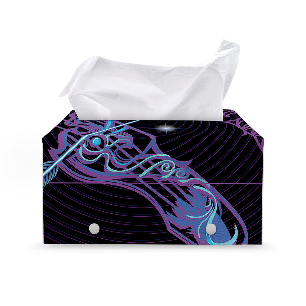 Dark Sagittarius Zodiac Sign Print Leather Tissue Box Cover