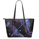 Dark Sagittarius Zodiac Sign Print Leather Tote Bag