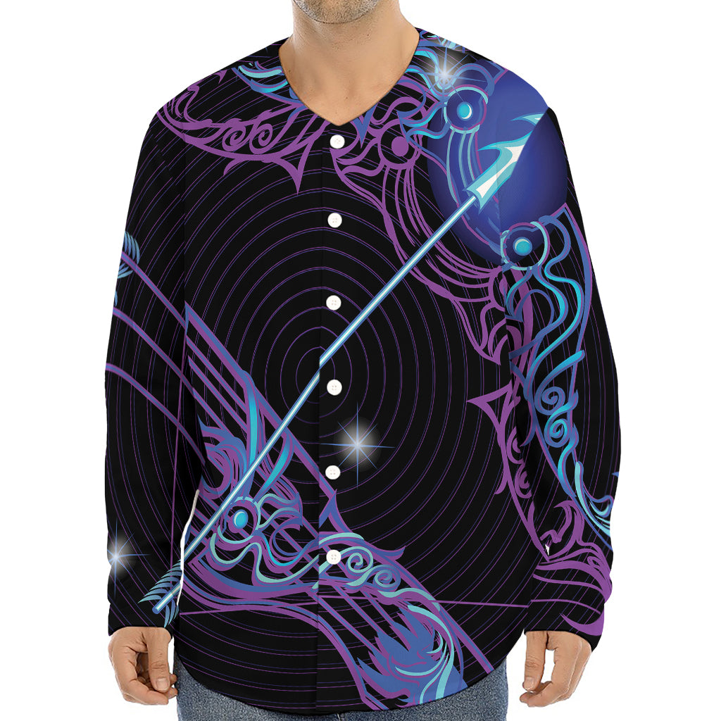 Dark Sagittarius Zodiac Sign Print Long Sleeve Baseball Jersey