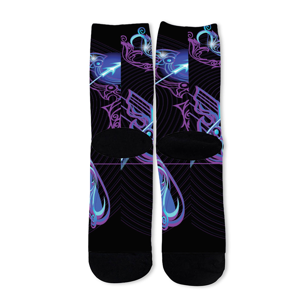 Dark Sagittarius Zodiac Sign Print Long Socks