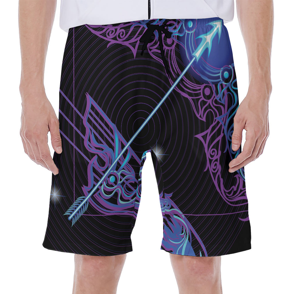 Dark Sagittarius Zodiac Sign Print Men's Beach Shorts