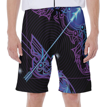 Dark Sagittarius Zodiac Sign Print Men's Beach Shorts