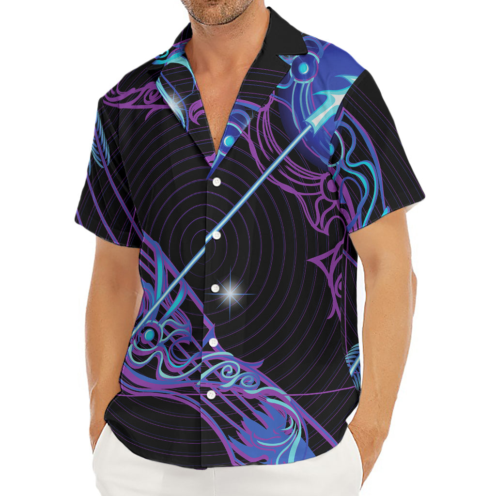 Dark Sagittarius Zodiac Sign Print Men's Deep V-Neck Shirt