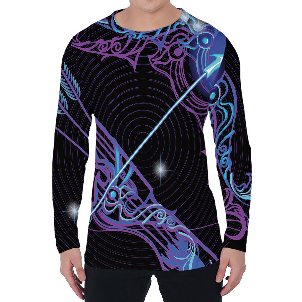 Dark Sagittarius Zodiac Sign Print Men's Long Sleeve T-Shirt