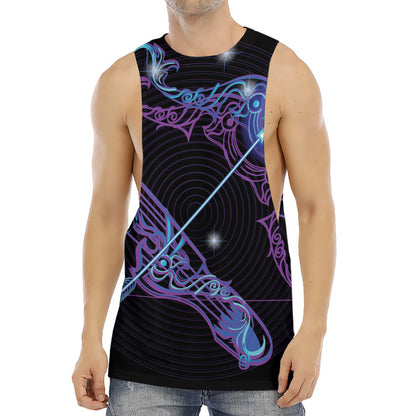 Dark Sagittarius Zodiac Sign Print Men's Muscle Tank Top