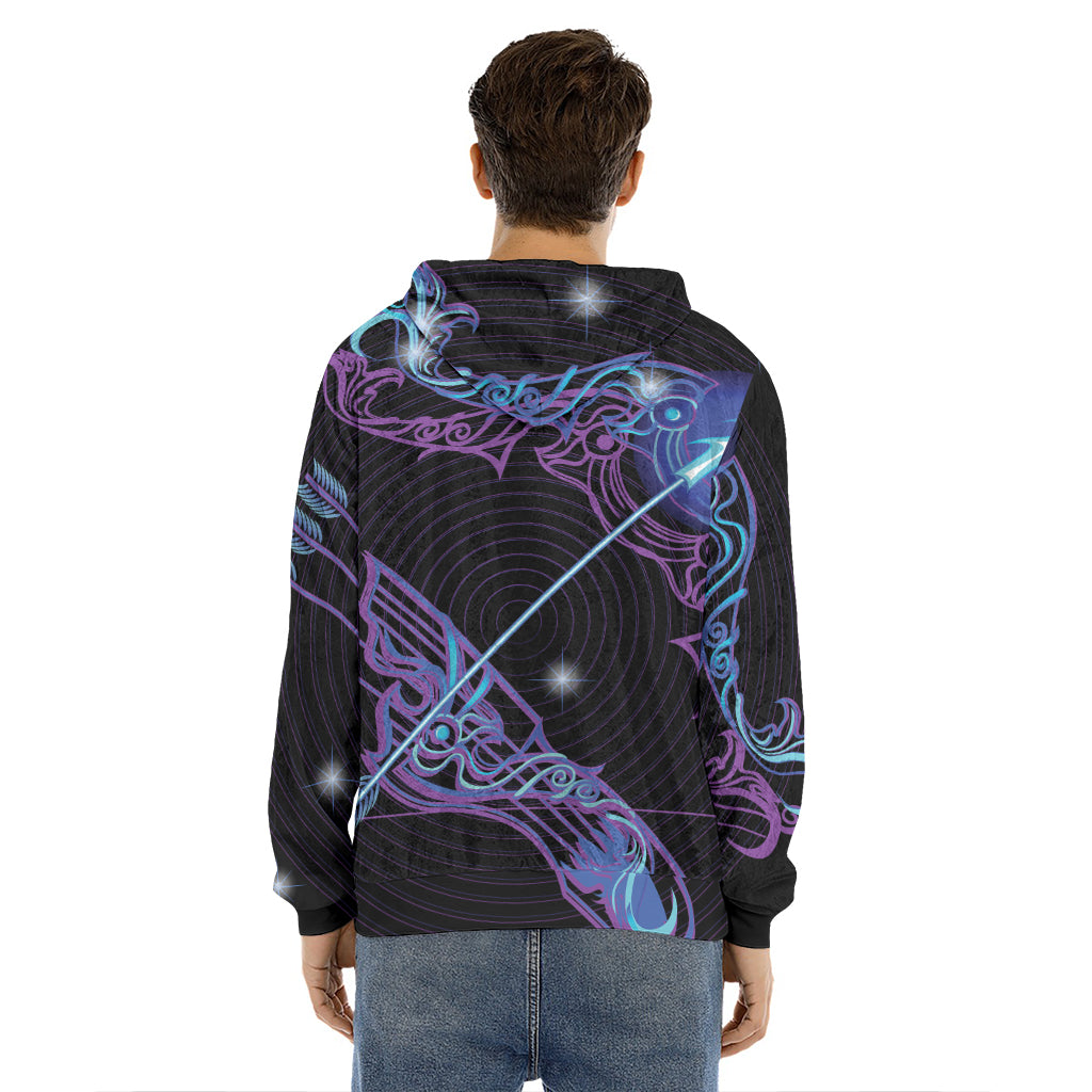 Dark Sagittarius Zodiac Sign Print Men's Velvet Pullover Hoodie