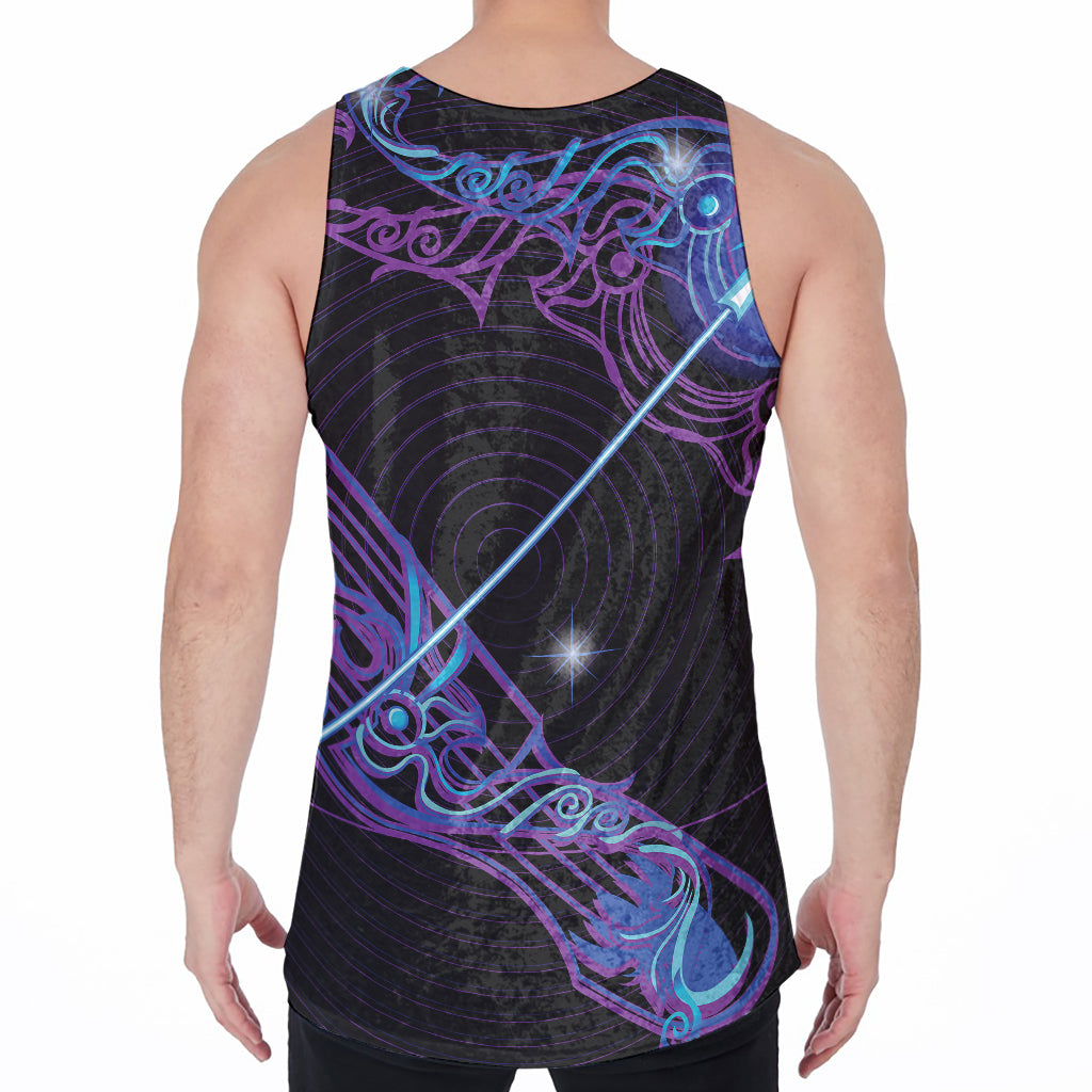 Dark Sagittarius Zodiac Sign Print Men's Velvet Tank Top