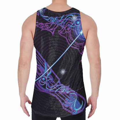 Dark Sagittarius Zodiac Sign Print Men's Velvet Tank Top