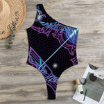 Dark Sagittarius Zodiac Sign Print One Shoulder Bodysuit