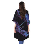 Dark Sagittarius Zodiac Sign Print Open Front Beach Cover Up