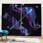 Dark Sagittarius Zodiac Sign Print Pencil Pleat Curtains