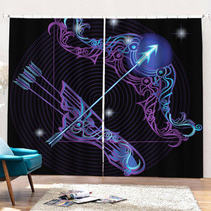 Dark Sagittarius Zodiac Sign Print Pencil Pleat Curtains