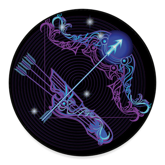 Dark Sagittarius Zodiac Sign Print Round Floor Mat