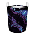 Dark Sagittarius Zodiac Sign Print Round Laundry Basket