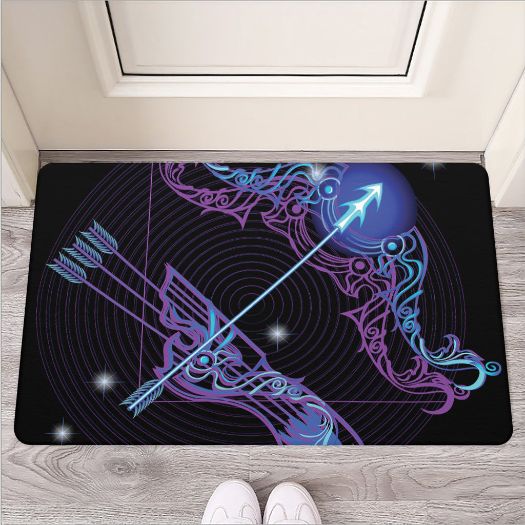 Dark Sagittarius Zodiac Sign Print Rubber Doormat