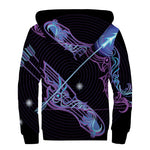 Dark Sagittarius Zodiac Sign Print Sherpa Lined Zip Up Hoodie