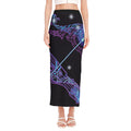 Dark Sagittarius Zodiac Sign Print Side Slit Maxi Skirt
