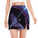 Dark Sagittarius Zodiac Sign Print Side Slit Mini Skirt