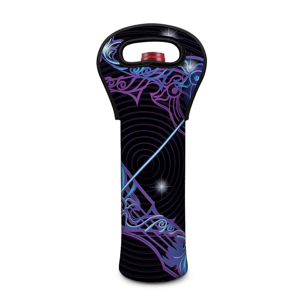 Dark Sagittarius Zodiac Sign Print Single Neoprene Wine Tote