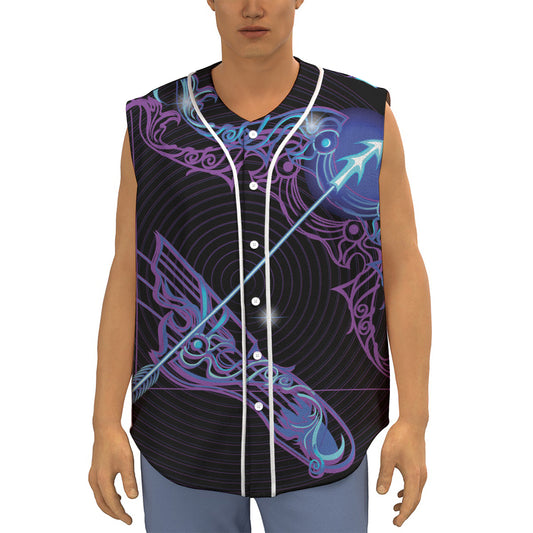 Dark Sagittarius Zodiac Sign Print Sleeveless Baseball Jersey