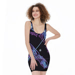 Dark Sagittarius Zodiac Sign Print Sleeveless Bodycon Dress
