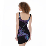 Dark Sagittarius Zodiac Sign Print Sleeveless Bodycon Dress