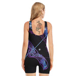 Dark Sagittarius Zodiac Sign Print Sleeveless One Piece Swimsuit