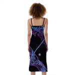 Dark Sagittarius Zodiac Sign Print Slim Fit Midi Cami Dress