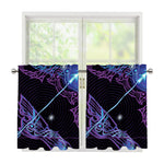 Dark Sagittarius Zodiac Sign Print Tier Curtains