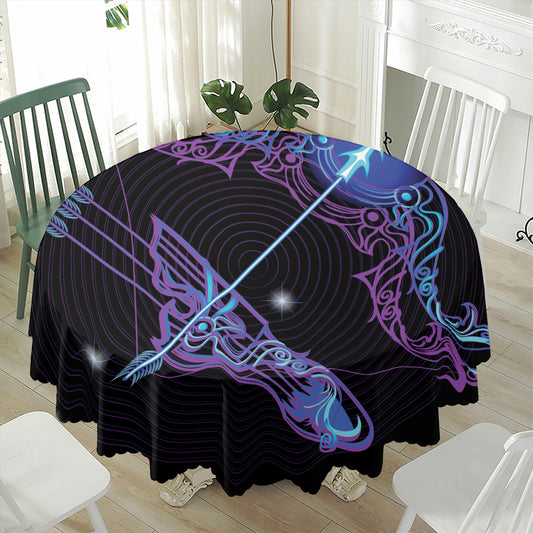 Dark Sagittarius Zodiac Sign Print Waterproof Round Tablecloth