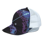 Dark Sagittarius Zodiac Sign Print White Mesh Trucker Cap