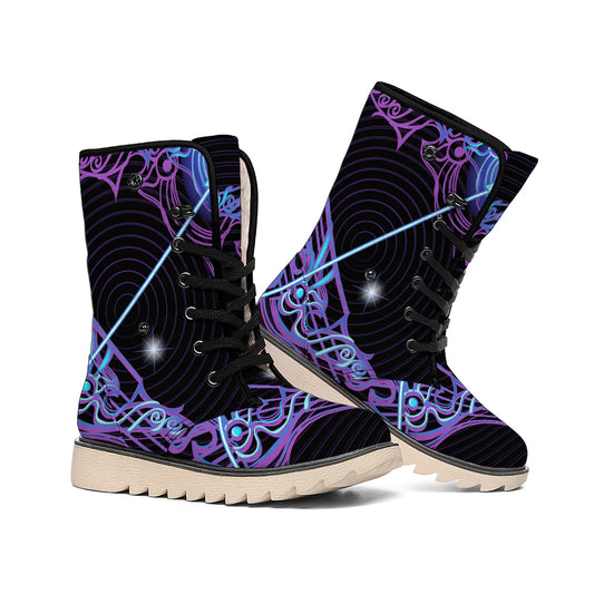 Dark Sagittarius Zodiac Sign Print Winter Boots