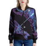 Dark Sagittarius Zodiac Sign Print Women's Bomber Jacket