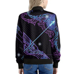 Dark Sagittarius Zodiac Sign Print Women's Bomber Jacket
