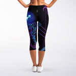 Dark Sagittarius Zodiac Sign Print Women's Capri Leggings