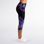 Dark Sagittarius Zodiac Sign Print Women's Capri Leggings