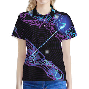 Dark Sagittarius Zodiac Sign Print Women's Polo Shirt