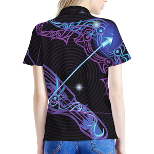 Dark Sagittarius Zodiac Sign Print Women's Polo Shirt