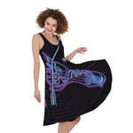 Dark Sagittarius Zodiac Sign Print Women's Sleeveless Dress