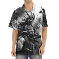 Dark Samurai Warrior Print Aloha Shirt