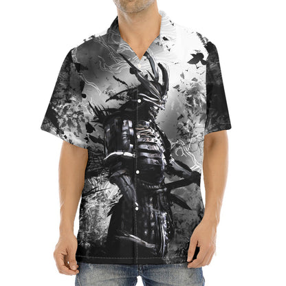 Dark Samurai Warrior Print Aloha Shirt
