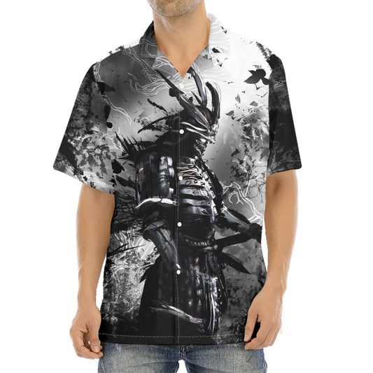 Dark Samurai Warrior Print Aloha Shirt